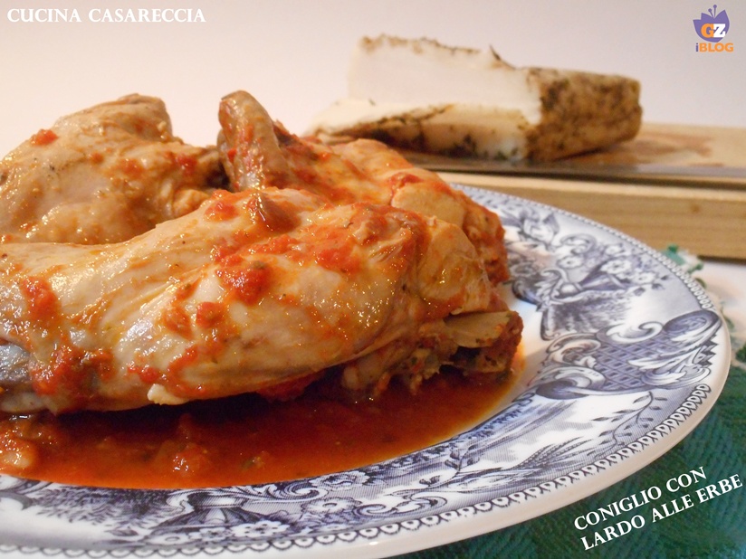 Coniglio con lardo alle erbe